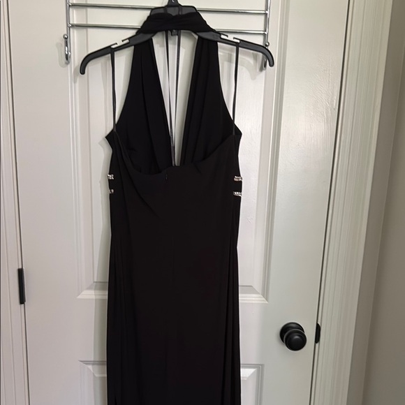 Betsy & Adam Black Sleeveless Halter Gown - Picture 6 of 9